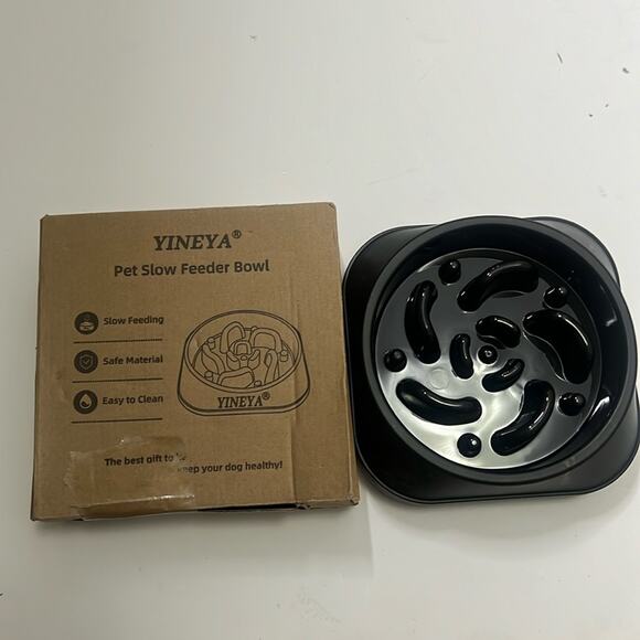 YINEYA PET SLOW FEEDER DOG BOWL SMALL BREED DOG NWT BLACK - Picture 3 of 6